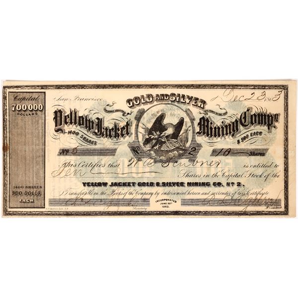 Yellow Jacket Gold and Silver Mining Company No. 2 Stock, NV Territorial [163654]