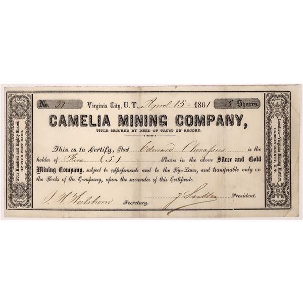 Camelia Mining Company Stock, UT Territorial [163583]