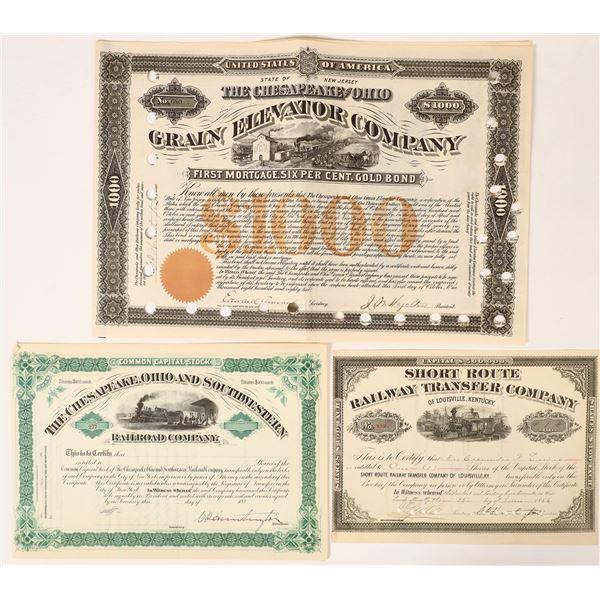 Three Railroad Stocks with C.P. Huntington Signatures [155770]