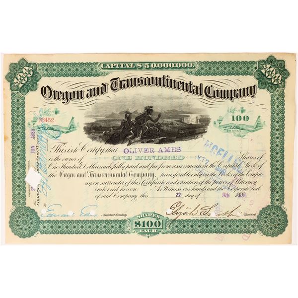 Oregon & Transcontinental Co. Stock Issued to & Signed by Oliver Ames [155776]