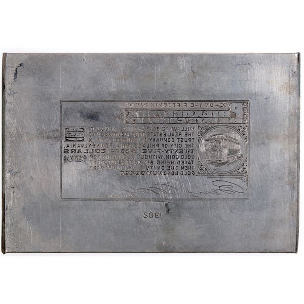 Philadelphia Railway Co. Bond Coupon Printers Plate [163885]