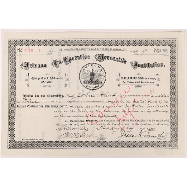 Arizona Co-Operative Mercantile Association Stock Certificate (Mormon Business) [160413]