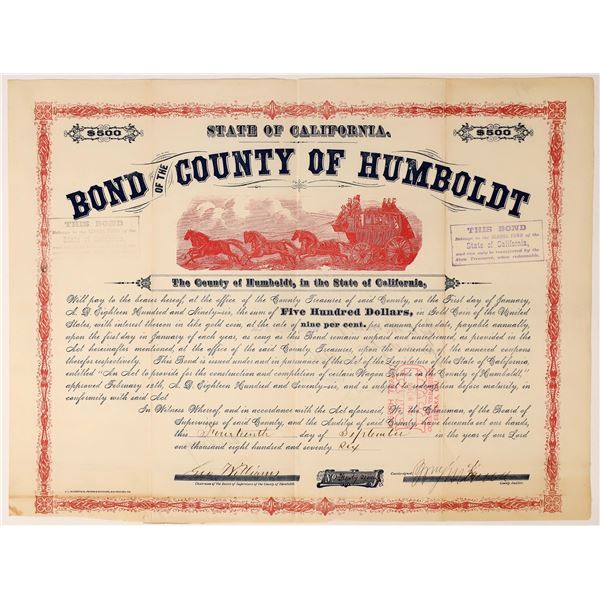 Humboldt County, California Wagon Road Construction Bond [155764]