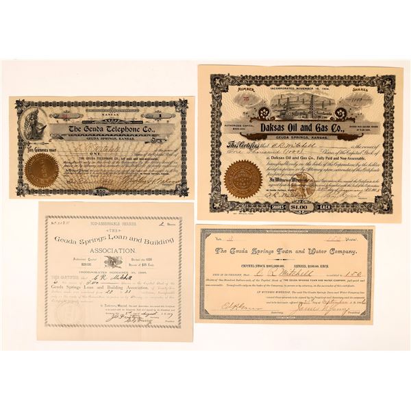 Geuda Springs, Kansas Stock Certificate Group [160299]