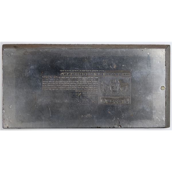 State of Michigan Veterans' Bond Coupon Printers Plate, Security Banknote Company [163862]