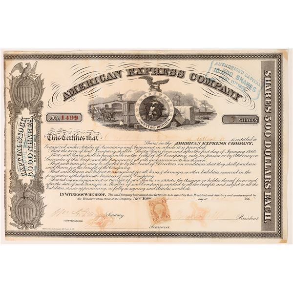 American Express Company Stock Certificate Signed by Wells, Fargo, & Holland [155768]