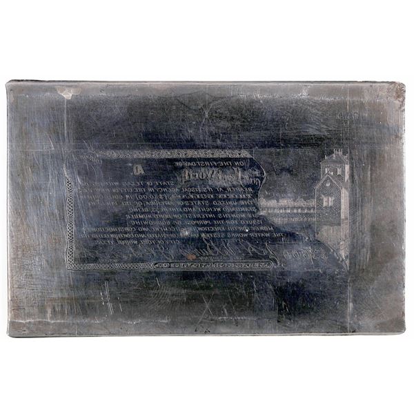 City of Fort Worth, Texas Bond Coupon Printers Plate, New York Bank Note Co. [163887]