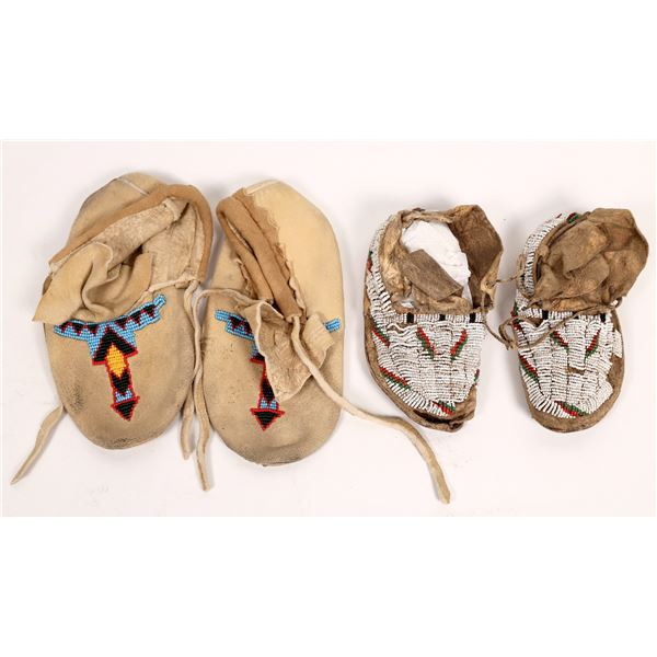 Buckskin Moccasins, Beaded - 2 Pair [162775]
