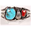 Image 1 : Turquoise, Red Stone and Silver Bracelet [160736]