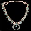 Image 1 : Turquoise & Silver Squash Blossom Necklace [160734]