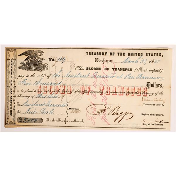 US Treasury Transfer Note, 1855 [160163]