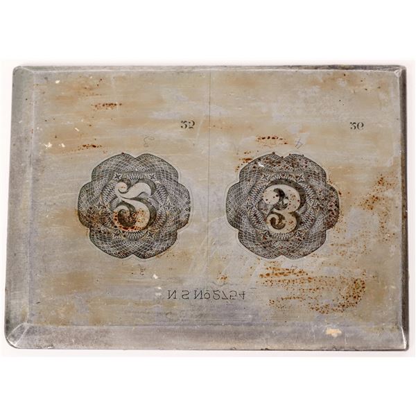 American Bank Note Company Printers Plate for Banknote or Scrip: "2" / "3" [163813]