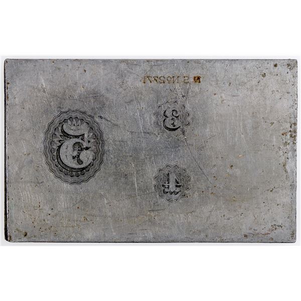 American Bank Note Company Printers Plate for Banknote or Scrip: "3," "4", & "5" [163816]