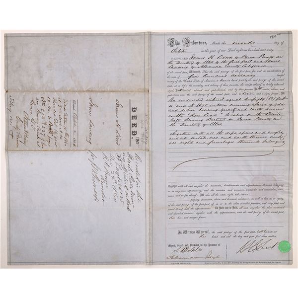 Devils Gate Mining District Deed, Utah Territory (Very Early Comstock) [164468]
