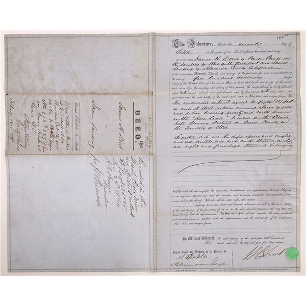 Devils Gate Mining District Deed, Utah Territory (Very Early Comstock) [164468]