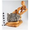 Image 1 : Boxwood Tree Root & Stone Sculpture: Porpoise/Dolphin Chasing a Ball  [149189]
