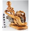 Image 2 : Boxwood Tree Root & Stone Sculpture: Porpoise/Dolphin Chasing a Ball  [149189]