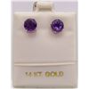 Image 1 : NEW! 14K YELLOW GOLD AMETHYST CIRCULAR STUD