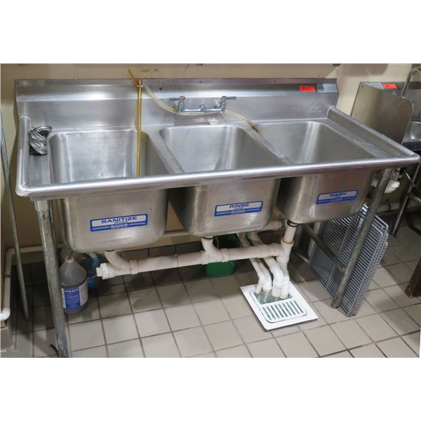 Advance Tabco Stainless Steel 3-Basin Sink 60"x25"x37"