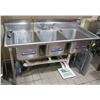Image 1 : Advance Tabco Stainless Steel 3-Basin Sink 60"x25"x37"