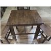 Image 4 : Wooden Table 30"x25"x30"H w/ 2 Matching Stools 16"x12"x17"H
