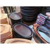 Image 3 : Multiple Serving Dishes: Black Plates, Sprout Iron-Casting Steak Plates, Wooden Trays, etc