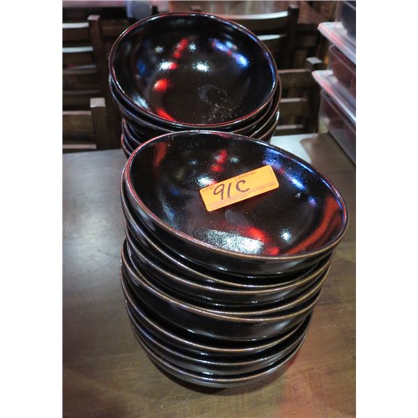 Multiple Katsu Don Black & Red Bowls 8"Dia