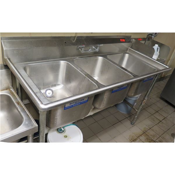 Advance Tabco Stainless Steel 3-Basin Sink 60"x25"x37"