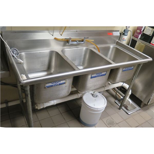 Advance Tabco Stainless Steel 3-Basin Sink 60"x25"x37"