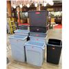 Image 1 : Qty 9 Rectangle Waste Receptacles - Misc Sizes & Colors