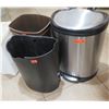Image 1 : Qty 4 Brown Waste Receptacles & Metal Can w/ Lid & Foot Pedal