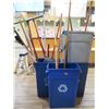 Image 1 : Multiple Mops, Squeegees, etc in Plastic Waste Receptacles