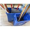 Image 3 : Multiple Mops, Squeegees, etc in Plastic Waste Receptacles