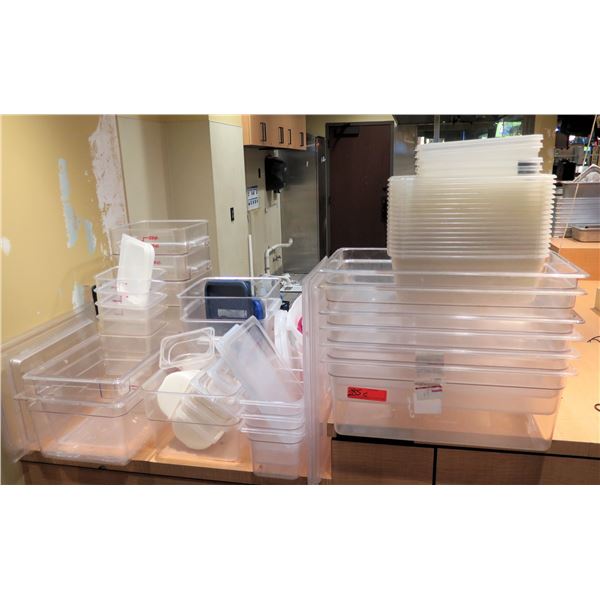 Multiple Clear Prep Table Containers (Some w/ lids)