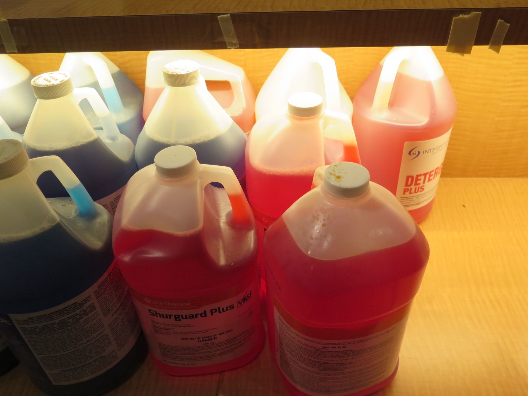 Multiple Bottles Sani-Blue Disinfectant Cleaners, Shurguard Plus ...