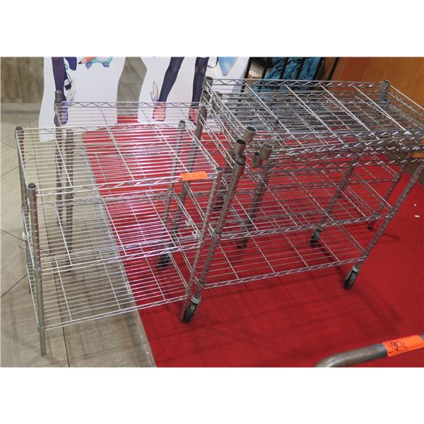 Qty 4 Metal Mesh 3-Tier Carts 36"x14"x27"H