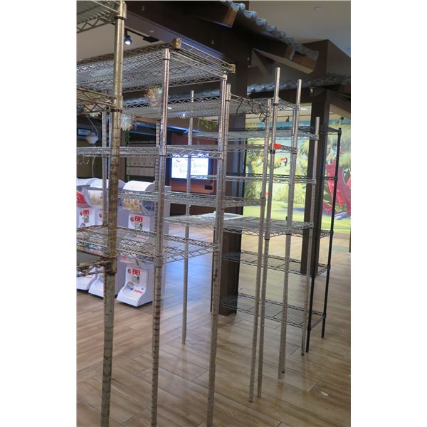 Qty 5 Metal Multi-Tier Shelving Units - Misc Sizes