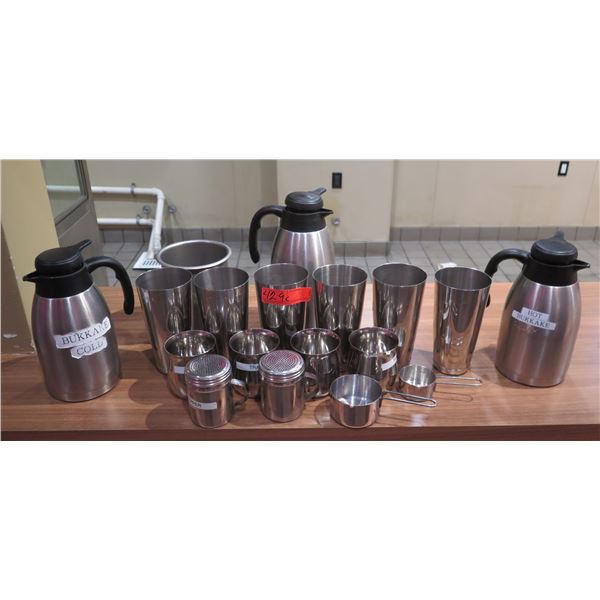 Multiple Coffee Carafes, Metal Milkshake Cups, Shakers, etc