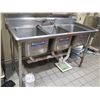 Image 1 : Advance Tabco Stainless Steel 3-Basin Sink 60"x25"x37"