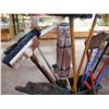 Image 2 : Multiple Mops, Brooms, Squeegees, etc in Plastic Waste Receptacles & Mop Bucket
