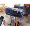 Image 3 : Multiple Mops, Brooms, Squeegees, etc in Plastic Waste Receptacles & Mop Bucket