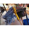 Image 2 : Multiple Mops, Brooms, etc in Plastic Waste Receptacles & Mop Bucket