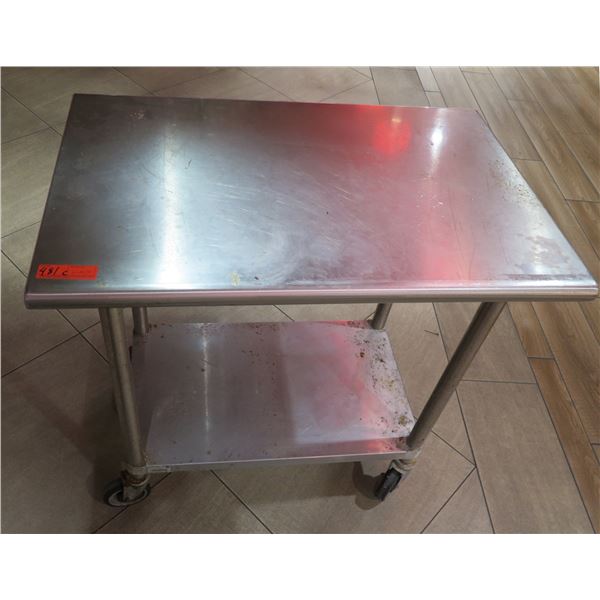 Rolling Metal Work Table w/ Undershelf 23"x36"x34"H