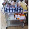 Image 1 : Rolling 3-Tier Metal Cart & Contents: Morton Salt, Zip-Gards Bags, Tabasco, etc