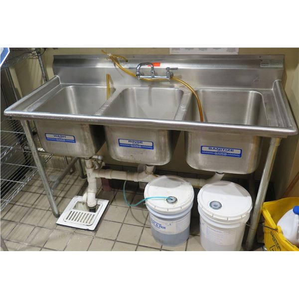 Advance Tabco Stainless Steel 3-Basin Sink 60"x25"x37"