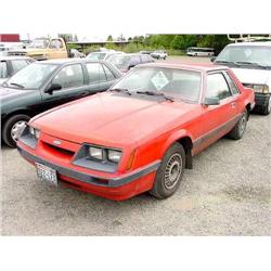 85 FORD MUSTANG 4SPD 2DR EXMT.                                        
