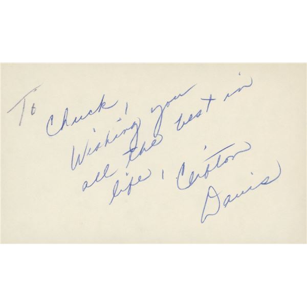 Clifton Davis signed note