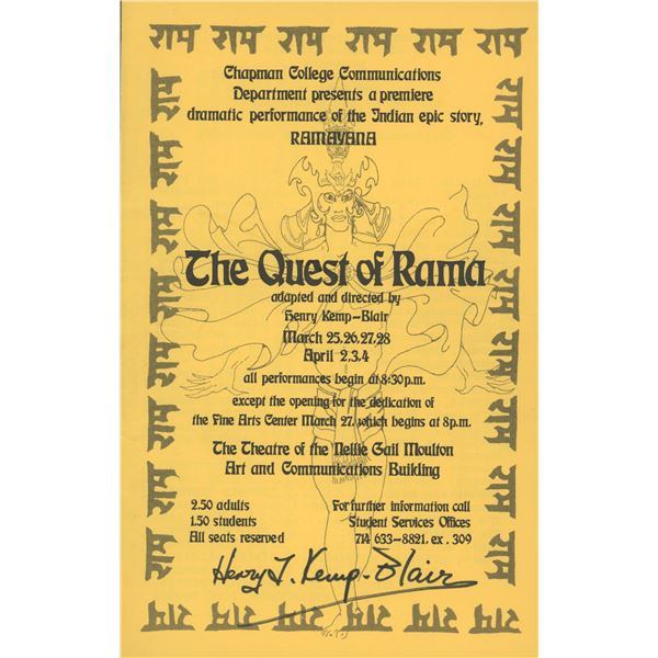 Henry Kemp-Blair signed playbill