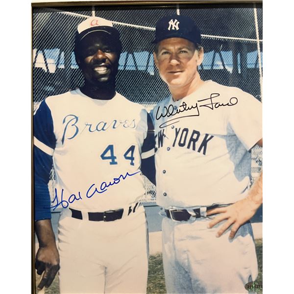 Hank Aaron/ Whitey Ford signed photo. SCM authenticated