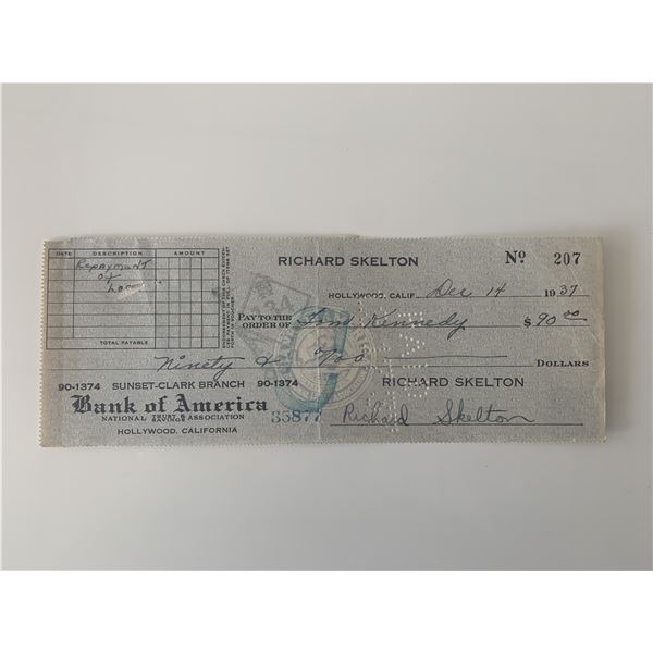 Red Skelton signed check